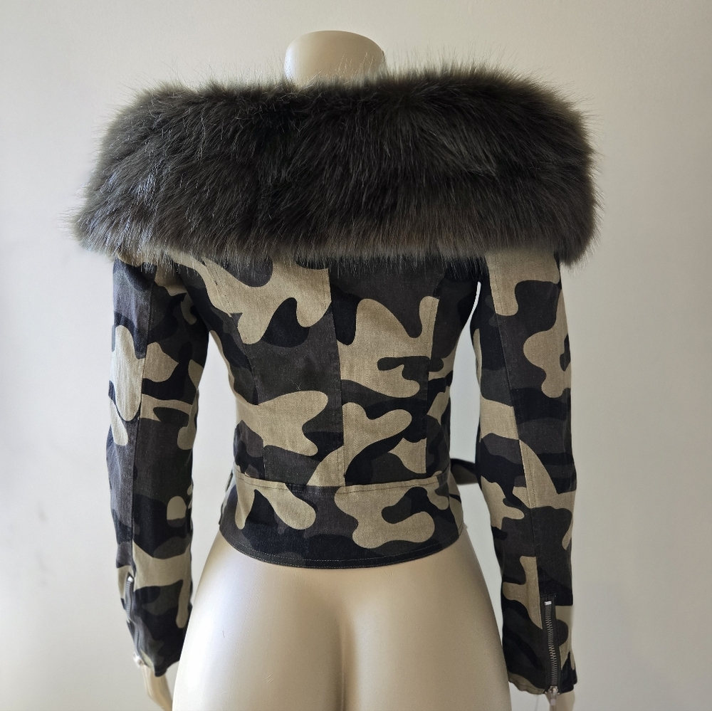 Hot & Delicious Camouflage Bomber Jacket with Faux Fur - Picture 2 of 2